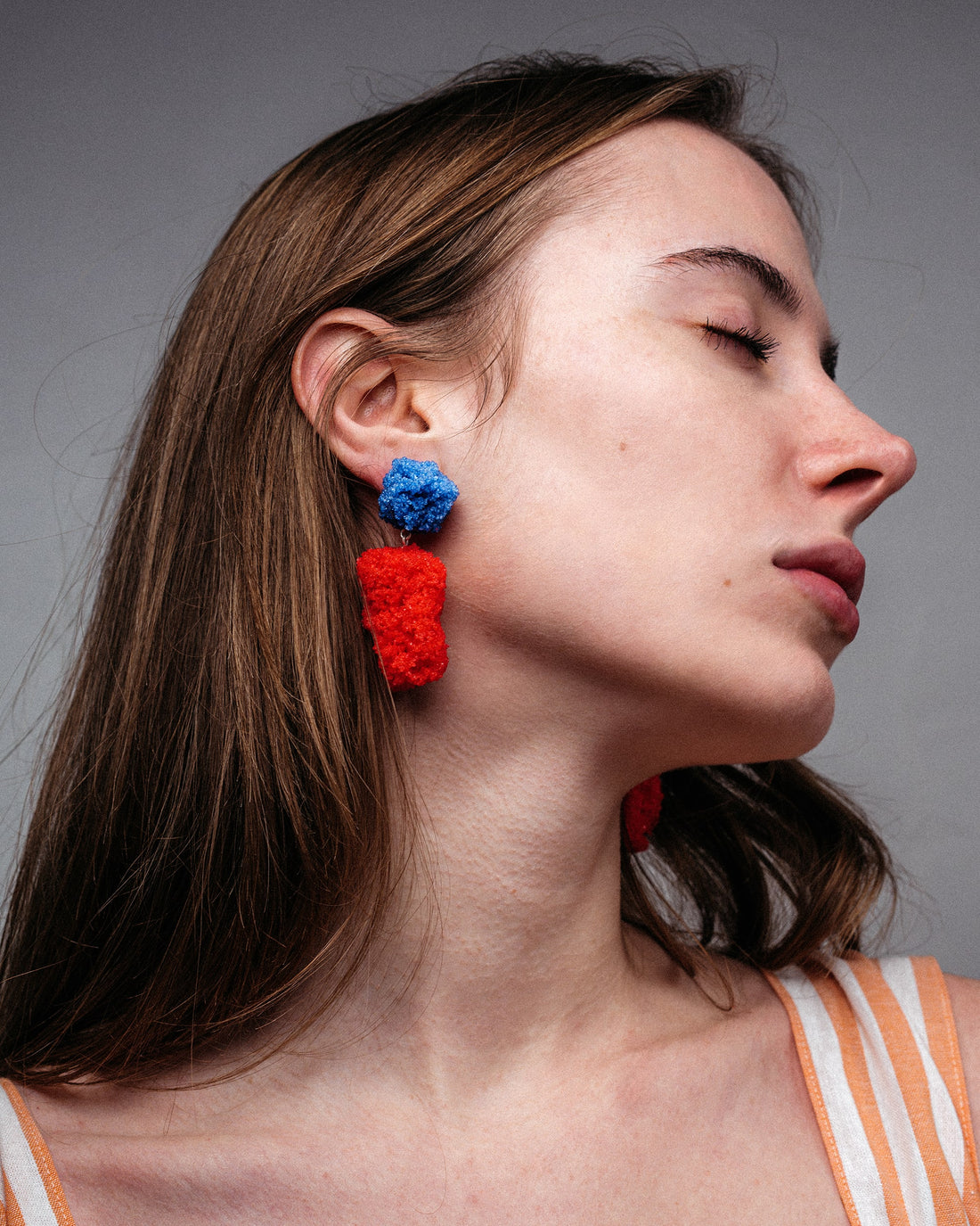 ORECCHINI SUGAR DOUBLE BLUE OXIDE & RED