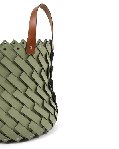 Basket - Medium Almeria with handles - Olive green
