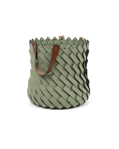 Basket - Medium Almeria with handles - Olive green