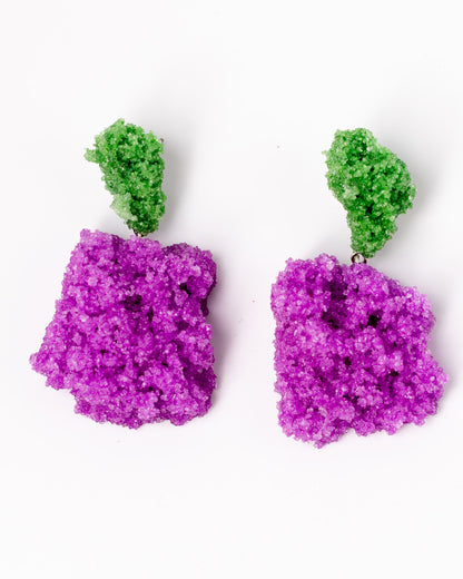 ORECCHINI SUGAR DOUBLE SPINACH &amp; NEON PURPLE